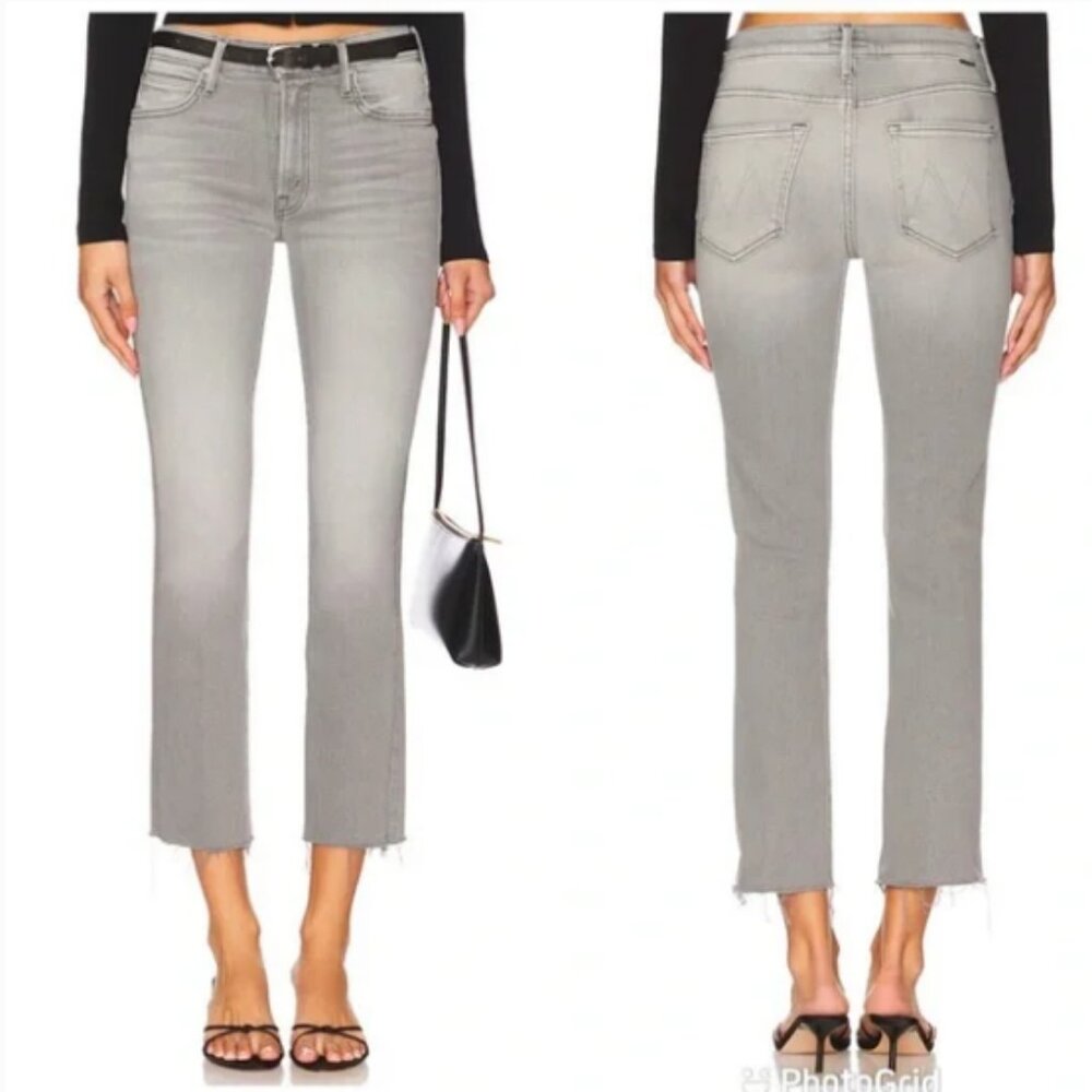 MOTHER Gray Cropped Ankle Jeans